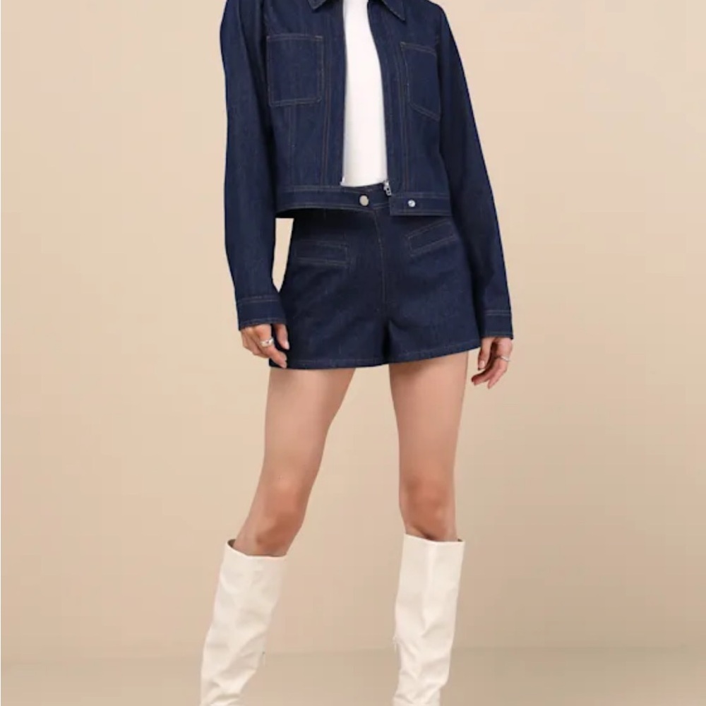 NWT High-waisted Shorts Blue -Lulus Isidore Dark Wash